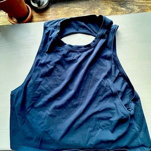 Lululemon cropped navy cotton tank top